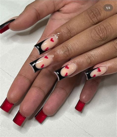 red square nails|red bottom nails square.